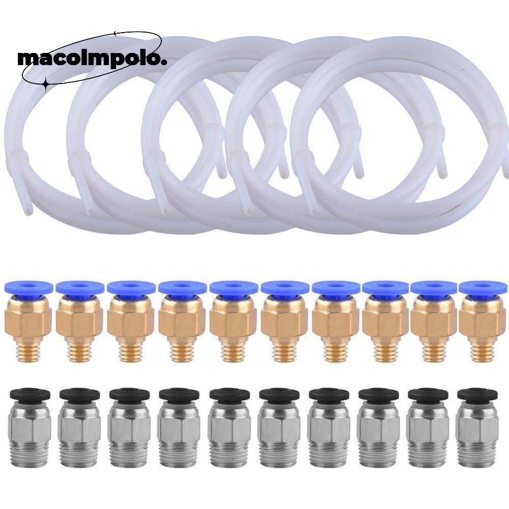 หลอด PTFE, 1 เมตร 10 ชิ้น PC4-M6 ฟิตติ้งสีขาวท่อเชื่อมต่อ, ทนทาน 10 ชิ้น PC4-M10 อุปกรณ์ 1.75 มม.