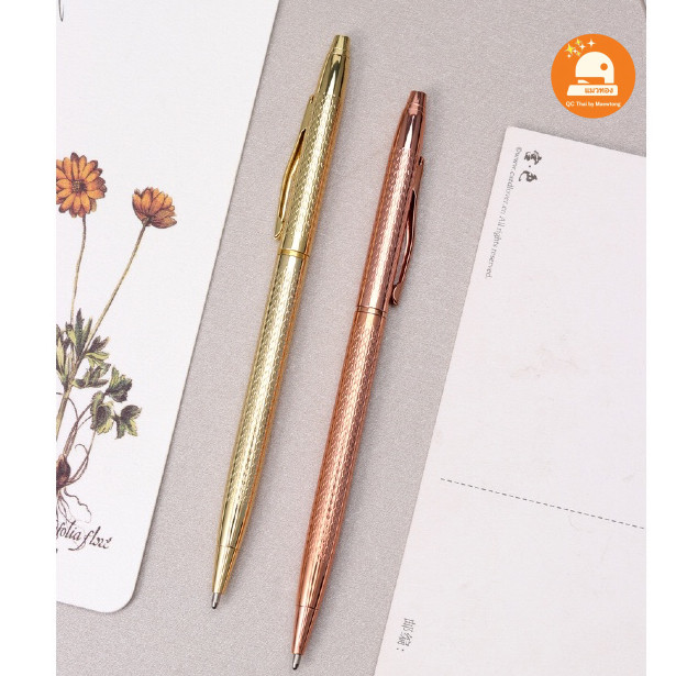 (พร้อมส่ง🇹🇭) ปากกาลูกลื่นสไตล์ Cross ทองคำ ปากกาสแตนเลสทองคำ ปากกาทอง ปากกาโลหะ ปากกาหรู