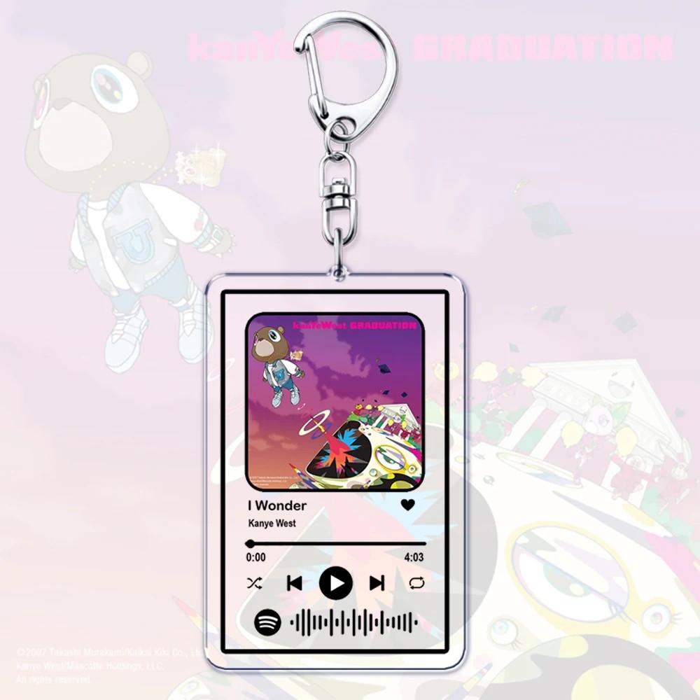Kanye West อัลบั้ม Graduation Spotify พวงกุญแจหมีอะคริลิคใส mica กระเป๋าเป้สะพายหลังแขวนอุปกรณ์เสริม