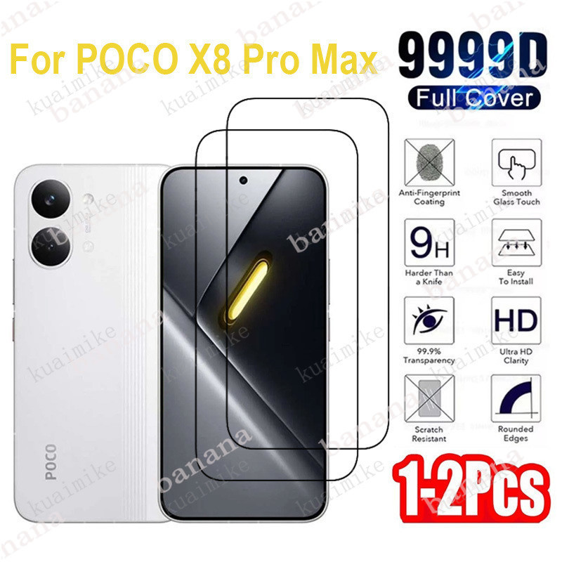 1-2 PCS POCO X8 Pro Max กระจกนิรภัยป้องกันฟิล์มสําหรับ Xiaomi POCO X8 X7 X6 M8 M7 F7 Pro C85 C85x C7