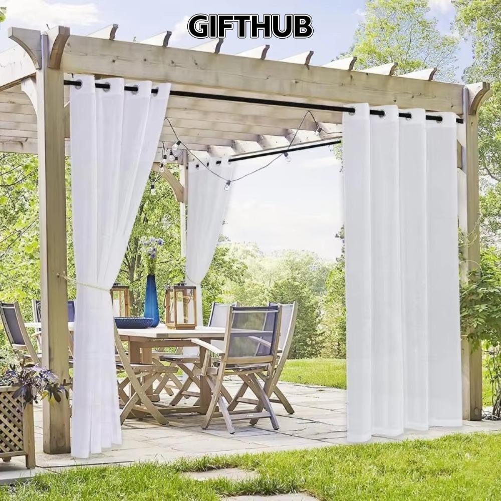 GIFTHUB ม่าน Pergola, ผ้าม่านภายนอกกันน้ําสีทึบ, ผ้าม่าน Gazebo สไตล์โมเดิร์น, ม่านบังแดดความเป็นส่วนตัวระเบียง