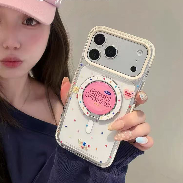 ลายจุดสีโปร่งใสเหมาะสําหรับเคสโทรศัพท์ iPhone 17Pro Apple 16/15/14/13/12/11 ขายึดป้องกันการตก