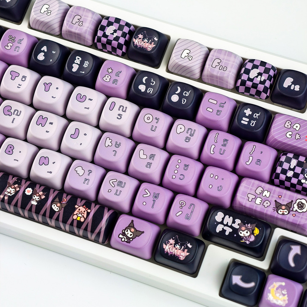 【ไทย Keycap】 MAIMOOO การ์ตูน Kuromi Keycap 120 คีย์ MOA โปรไฟล์ PBT Dye Sublimation Baku Kuromi ไทยน