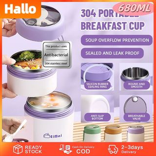 【COD】680ML Stainless Lunch Box BPA Free Leak-Proof Insulated Double Layers Food Container with Spoon