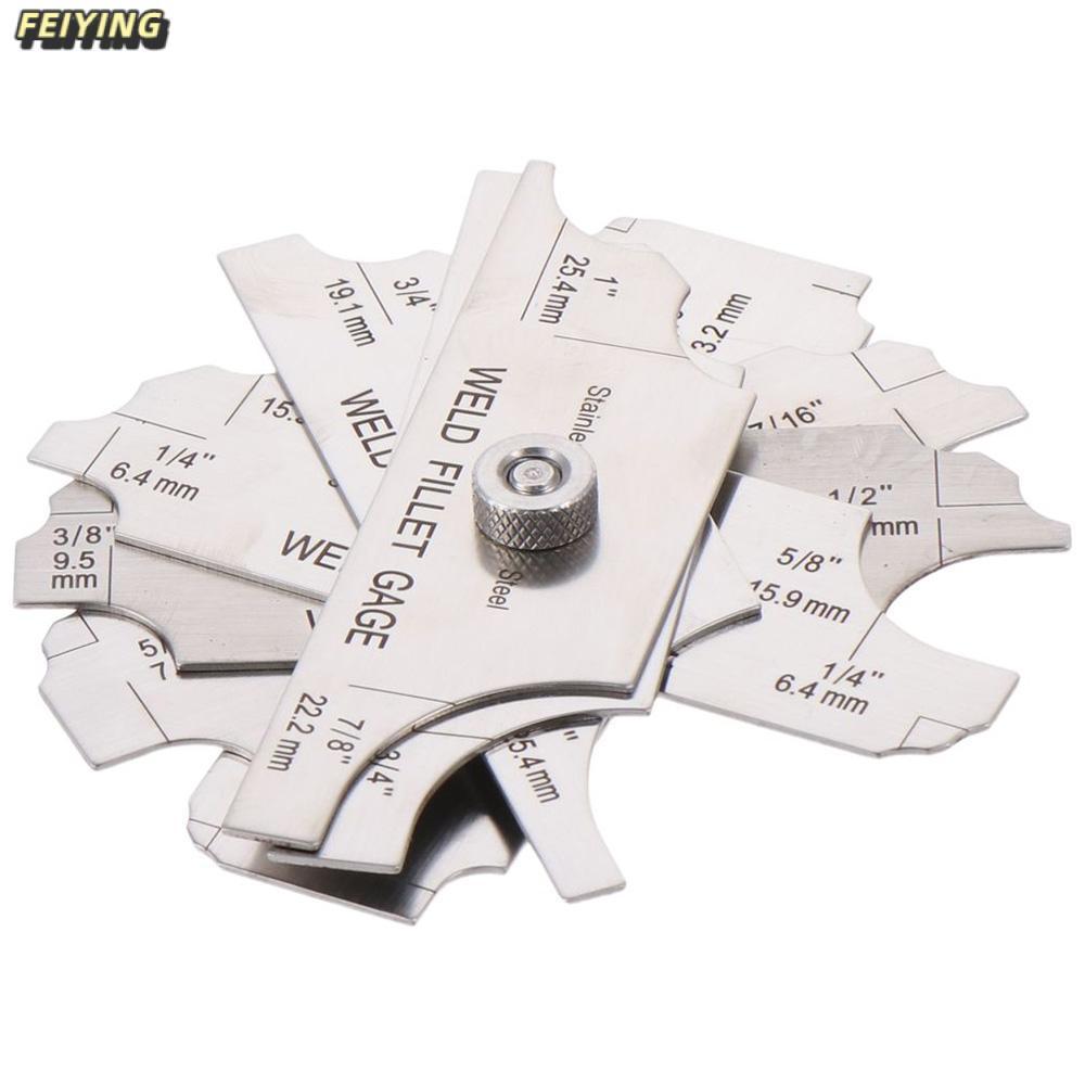 FEIYING 7PCS Weld Fillet Gages ชุด, โลหะ MM และนิ้วเครื่องวัดเชื่อม, Ulnar MG-11 1/8-1 การทดสอบการตร