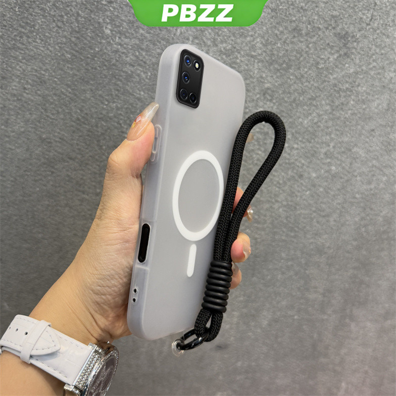 PBZZ Jelly สี 2 in 1 สําหรับ OPPO A52 a76 a96 A92 A74 A95 4G A74 5G เคสโทรศัพท์กันกระแทกออกแบบใหม่ความงามพร้อมเชือกเส้นเล็กไร้สายแม่เหล็กสีดํา GDBSWX02