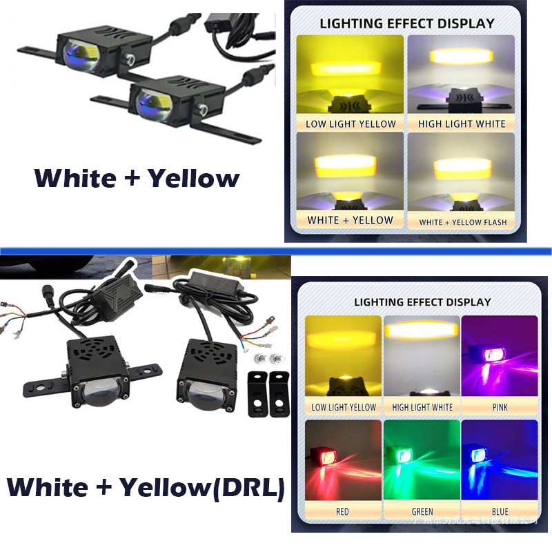 กระจังหน้าตรงกลางรถเซ็นเตอร์ไลท์ไฟ LED รถยนต์รถจักรยานยนต์สองสปอร์ตไลท์สีโคมไฟ LED ไฟสปอร์ตไลท์แอลอีดีมอเตอร์ไซด์สากล