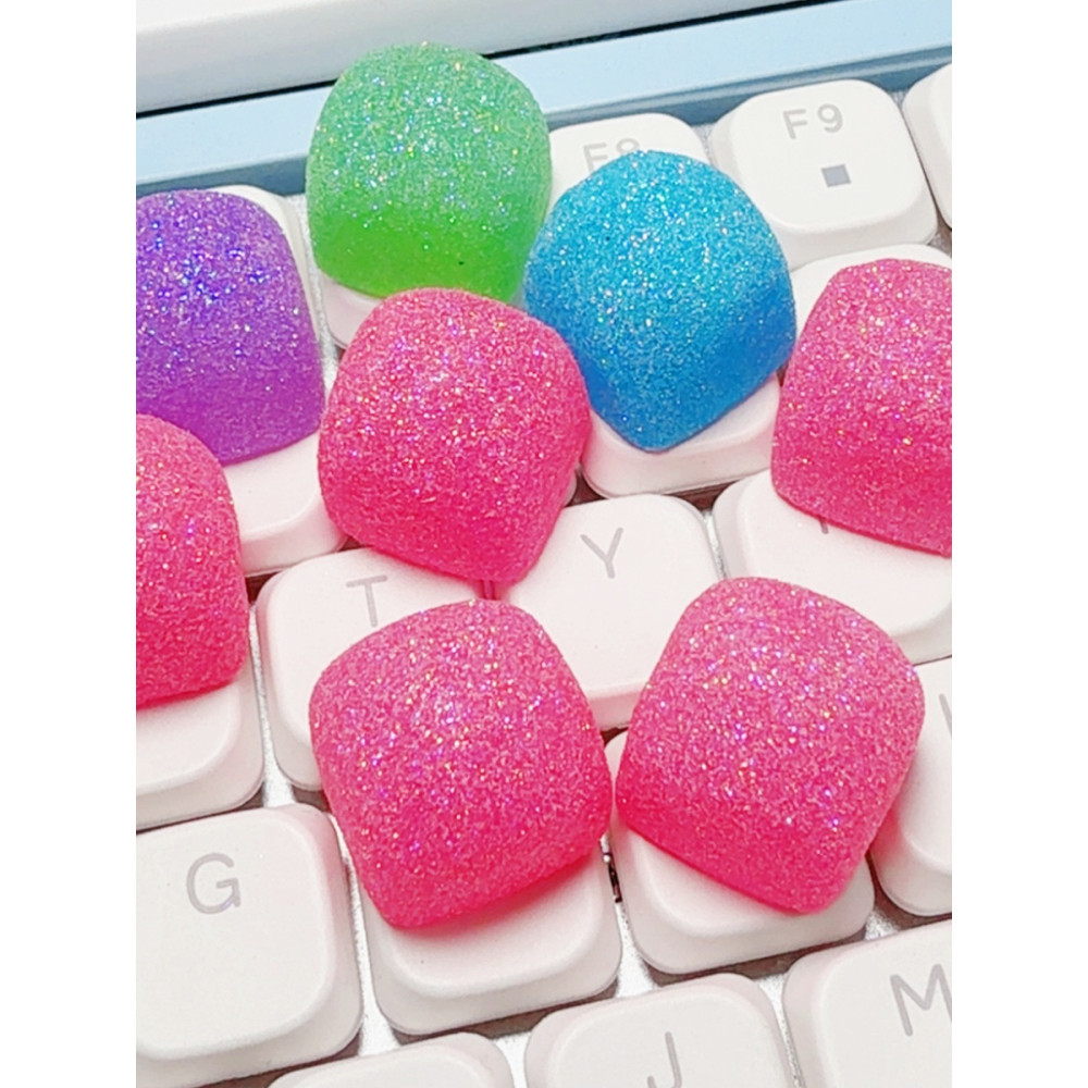 keycap ไทย keycap ที่ไม่ซ้ํากันทําเองอีพ็อกซี่เรซินจําลองอาหารโปร่งแสงน้ําตาลปุ่มกดแกนข้ามแป้นพิมพ์เ