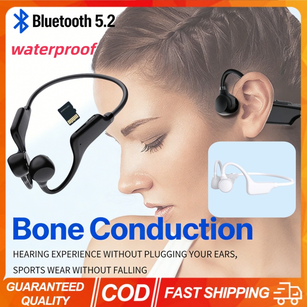 X1 Bone Conduction หูฟังบลูทูธ 5.2 หูฟังไร้สาย TWS Bass HiFi สเตอริโอชุดหูฟังแบบคล้องคอกันน้ํารองรับ TF Card หูฟังลดเสียงรบกวน