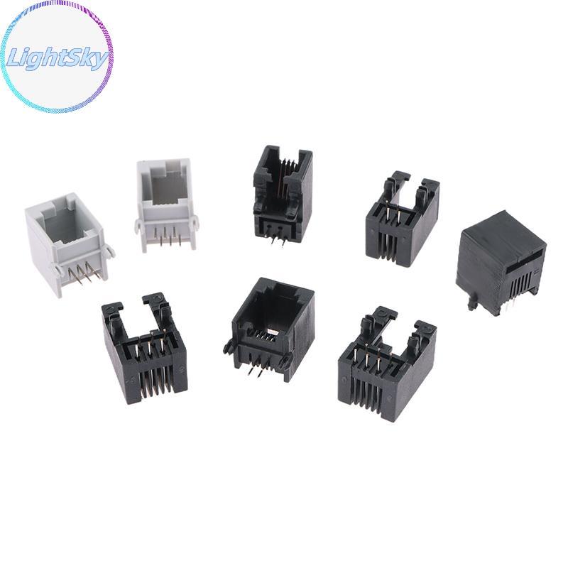 LightSky 10PCS RJ11 โทรศัพท์ Soet โค้ง Pin 95001 4P4C 6P6C 6P4C หญิง Ja Pcb Connector โทรศัพท์ Soet 
