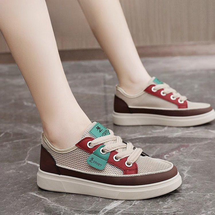 รองเท้าผ้าใบสุภาพสตรี มีตาข่ายและเชือกรองเท้าแบบ lace-up ไซซ์ 35-41