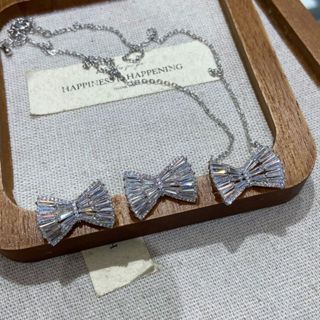 สไตล์เกาหลี อิน ชุดสูทหวานโบว์สร้อยคอต่างหูนางฟ้าสินค้าใหม่อ…