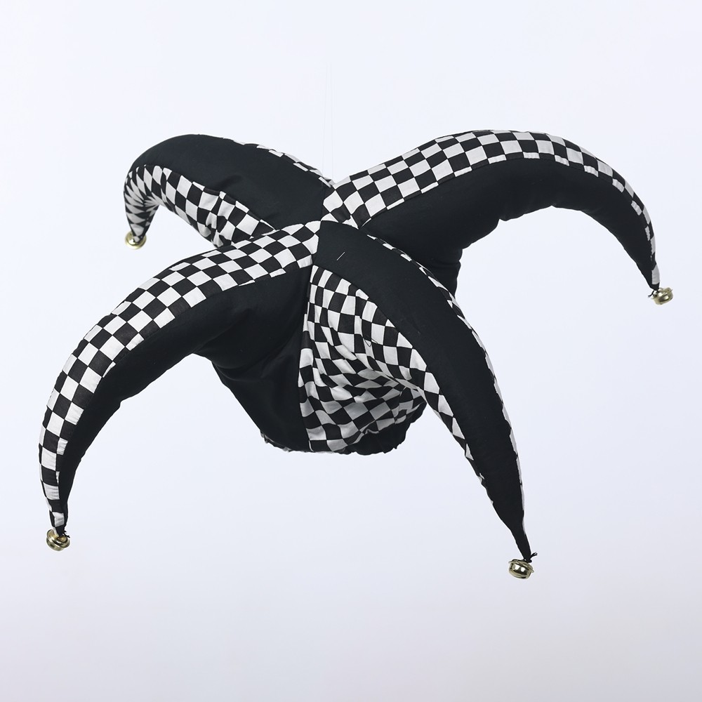 หมวกศาล Jester ผู้ใหญ่ Harlequin Clown Jester Circus เครื่องแต่งกายหมวก Ren Faire เทศกาลอุปกรณ์เสริม