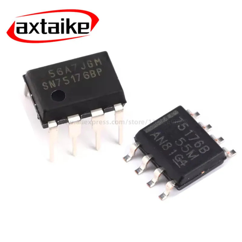 10PCS SN75176BP DIP-8 SN75176BDR 75176B SOIC-8 RS422/RS485 SN75176 SOP SMD DIP Transceiver Driver Re