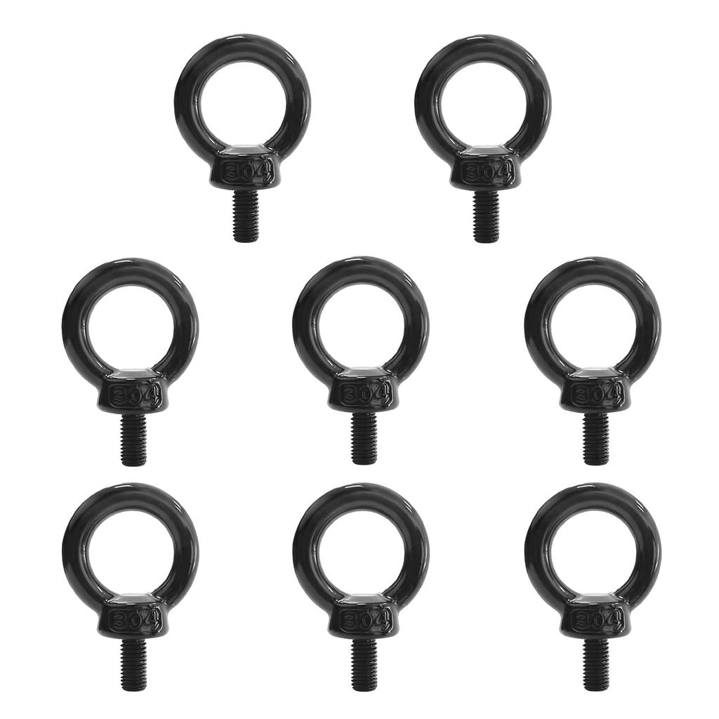 M6 Eye Bolt 8 ชิ้นยก Eye Bolt, สีดํา Eye Bolts สแตนเลส Eyebolts Heavy Duty สําหรับเครื่องจักรไหล่