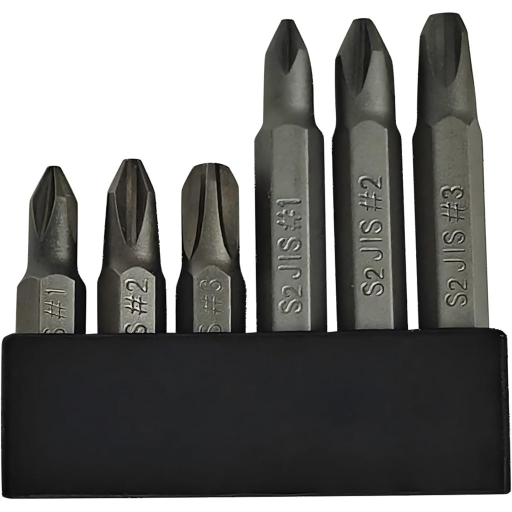 6 ชิ้น JIS ไขควงชุด Bit – 35 มม.&50 มม.-พร้อมปลายแม่เหล็ก, 1/4 Hex Shank, S2 Alloy Steel-Solve การบํ