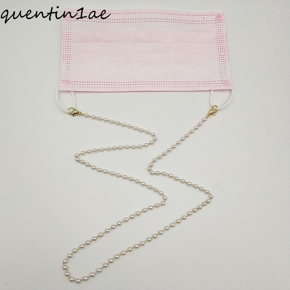 QUENTIN1AE Face Mask สร้อยคอมุกและแว่นตากันแดดแบบมั่งคงสำหรับผู้หญิง