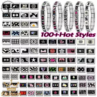 สร้อยข้อมือcharm fit สแตนเลส ขนาด 9 มม. สไตล์อิตาเลียนสีดำ สำหรับทำเองและใช้งานได้จริง