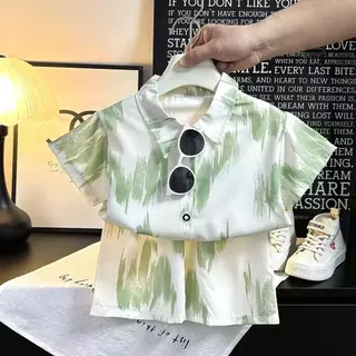 SL08 เสื้อแจ็กเก็ต แขนสั้น สไตล์ฮ่องกง ลําลอง เหมาะกับฤดูร้อน สําหรับเด็กผู้ชาย【LittleLion】