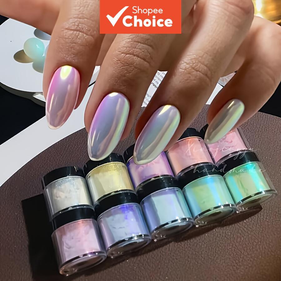 ผงเล็บสีออโรร่าโครม 10 สี 8 กรัม/ขวด ผงแฟลชนีออนโฮโลแกรม ไฮไลต์เล็บ เหมาะสําหรับการทําเล็บสวยศิลปะแบบ DIY