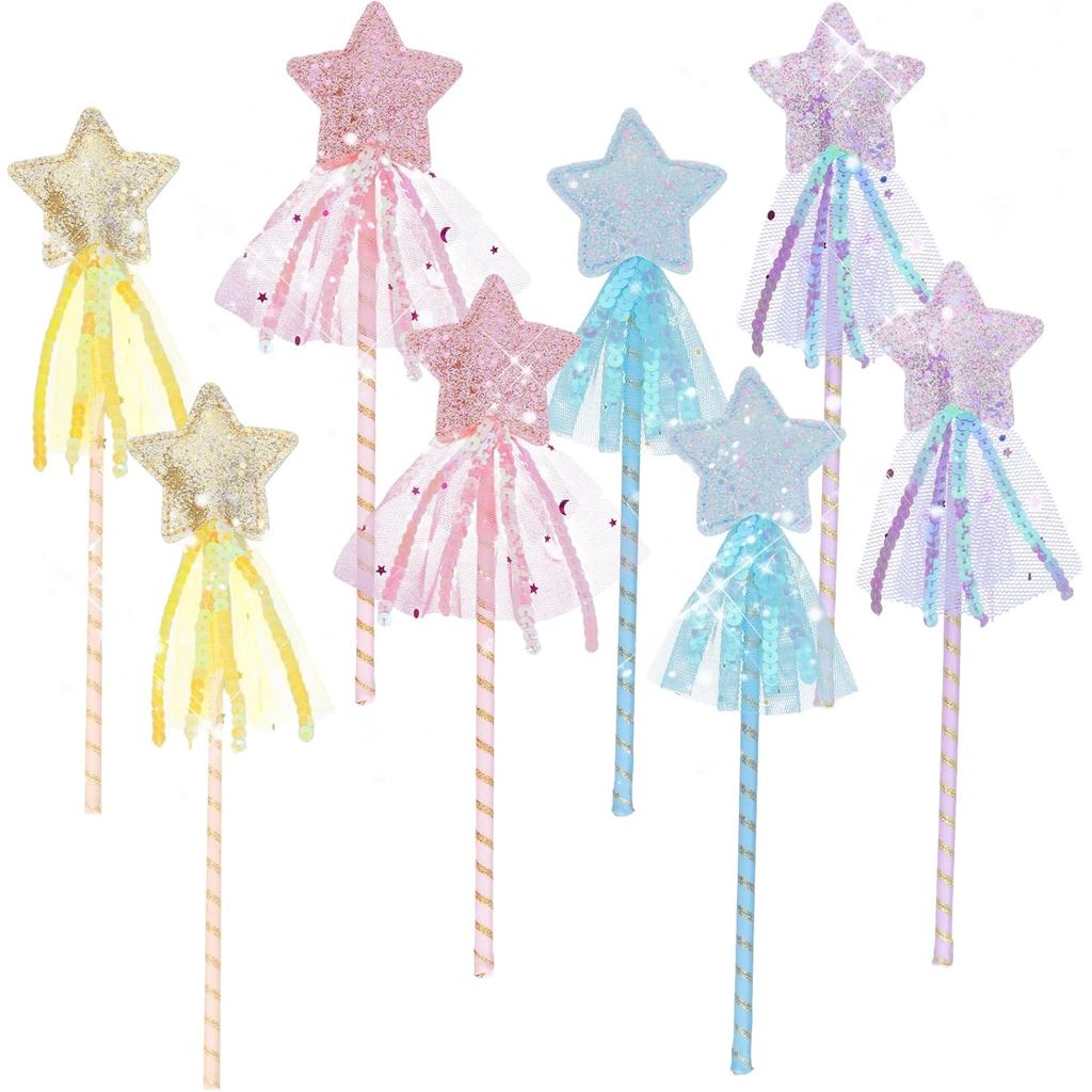 8 ชิ้น Glitter Star Magic Wands สําหรับฉลองตกแต่งผู้ใหญ่งานปาร์ตี้ Performance Props อุปกรณ์กิจกรรม