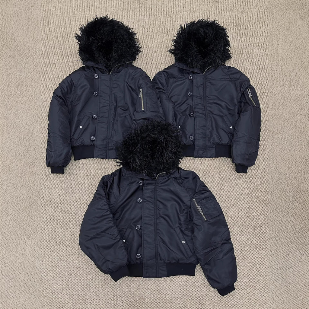 TZVF No faith studios N2B Hooded flight jacket with fur collar Heavy-duty wash for a vintage look Bo