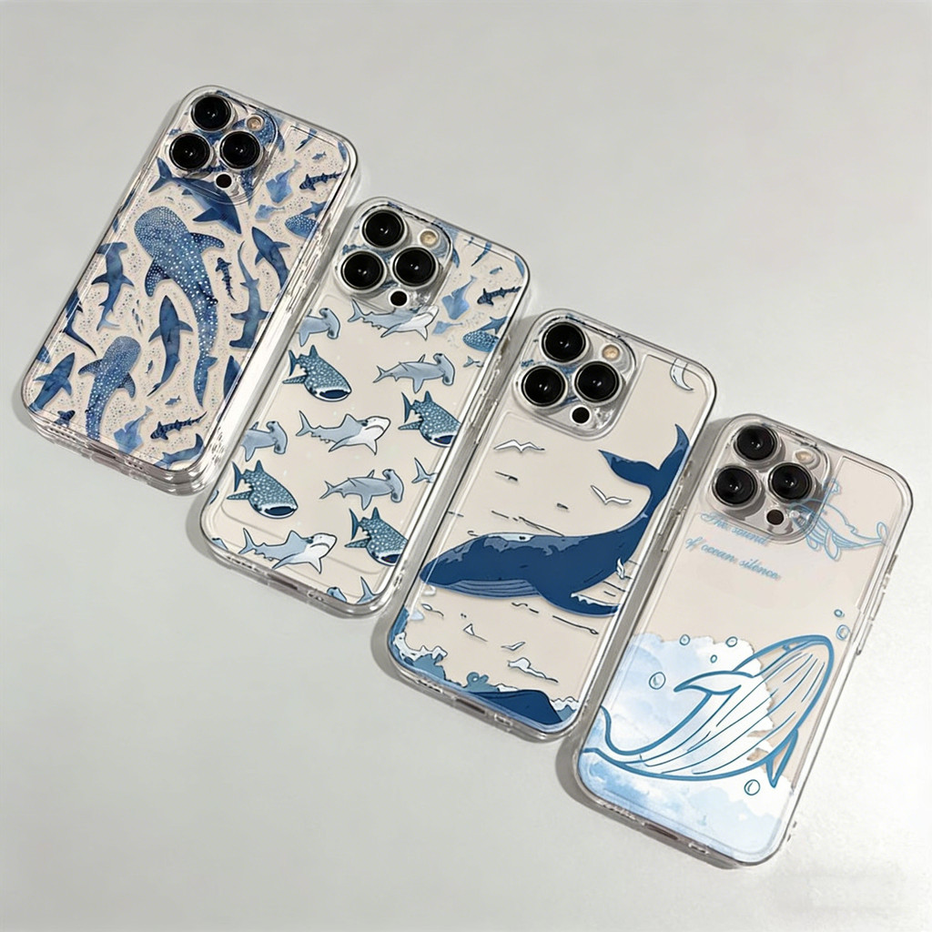 Ocean Shark Whales สําหรับ Reno 15 15F 14 Pro 14f 13f OPPO A6 A5 PRO 5G 11 12 ฝาครอบซิลิโคนอ่อนนุ่มใส