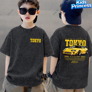 COD 2026 สินค้าใหม่ ทรงหลวม คอกลม เสื้อเด็ก kids Distressed T-shirt ผ้าฝ้าย เด็กชาย เสื้อผ้าเด็ก t-shirt S498