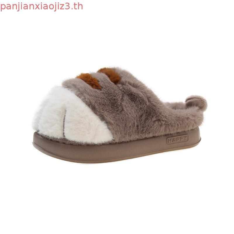 3d Cat Paw Plush รองเท้าแตะอุ่น Slip-on House รองเท้าสบาย Fluffy บ้านรองเท้าแตะ Furry Paw คู่รองเท้า