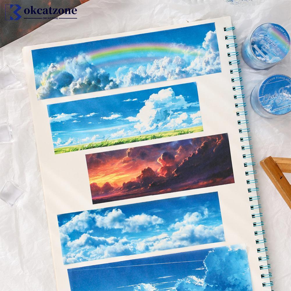 OKCATZONE 50 มม.* 200 ซม.Washi เทปกระดาษ Sky Clouds Sunset ภูมิทัศน์เทปโน้ตบุ๊ค Journal DIY วัสดุเคร