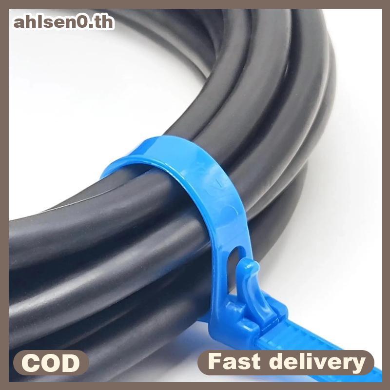 Ahlsen0 100PCS ที่ถอดออกได้สายผูกพลาสติกสีสายผูกไนลอน Loop Wrap Zip Ttype สายผูกลวดผ้าพันแผล Tie th