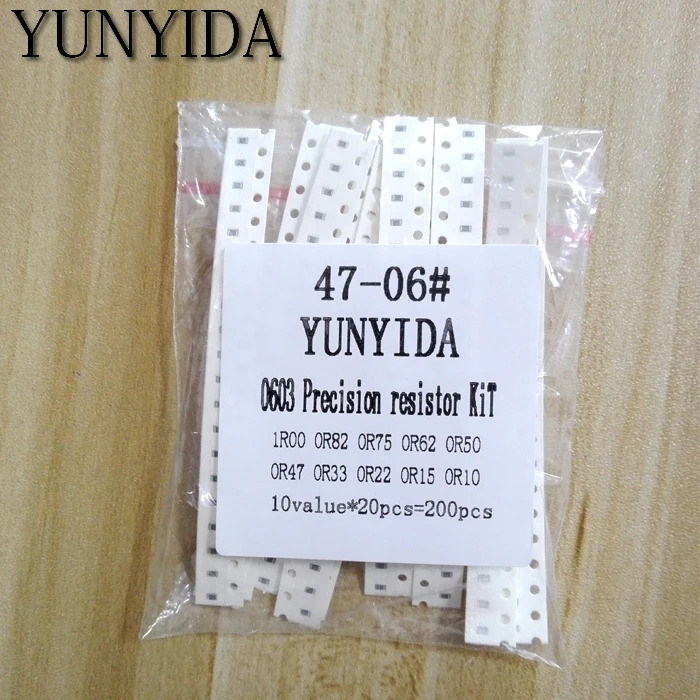 200PCS 1% 0603 ตัวต้านทาน SMD คละชุด DIY ชุด 10 ค่าX20pcs = 200pcs 1R00 R820 R750 R620 R500 R470 R33