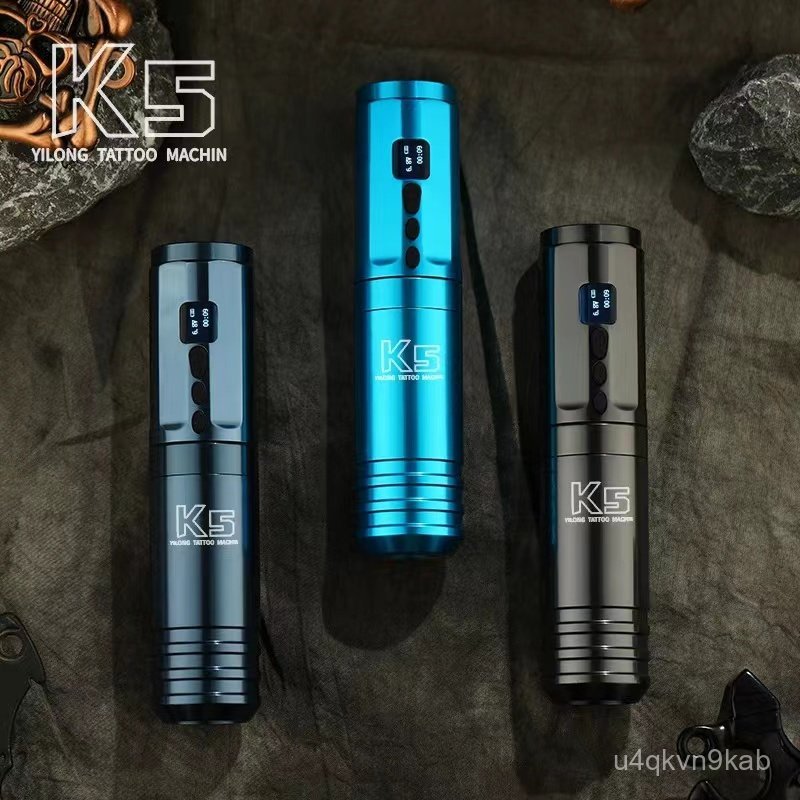 K5 Dual Battery Tattoo Pen Machine With LED Lighting Portable Wireless RCA Rotary Pen Adjustable Nee