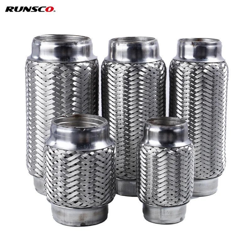 Runsco ท่อไอเสียรถยนต์ Telescopic การเชื่อมต่อแบบยืดหยุ่น Braid Bellows สแตนเลสท่อไอเสียท่อเชื่อม Un