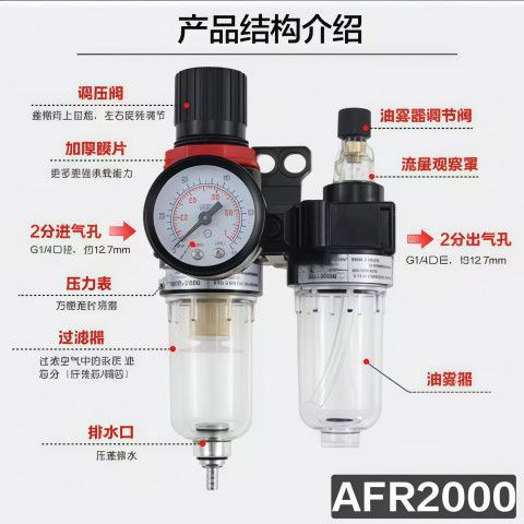 Yadeke Type Oil Water Separator AFR2000 กรองลดความดัน AFC-2000 Duplex AFR2000 กรองลดความดัน AL-2000 