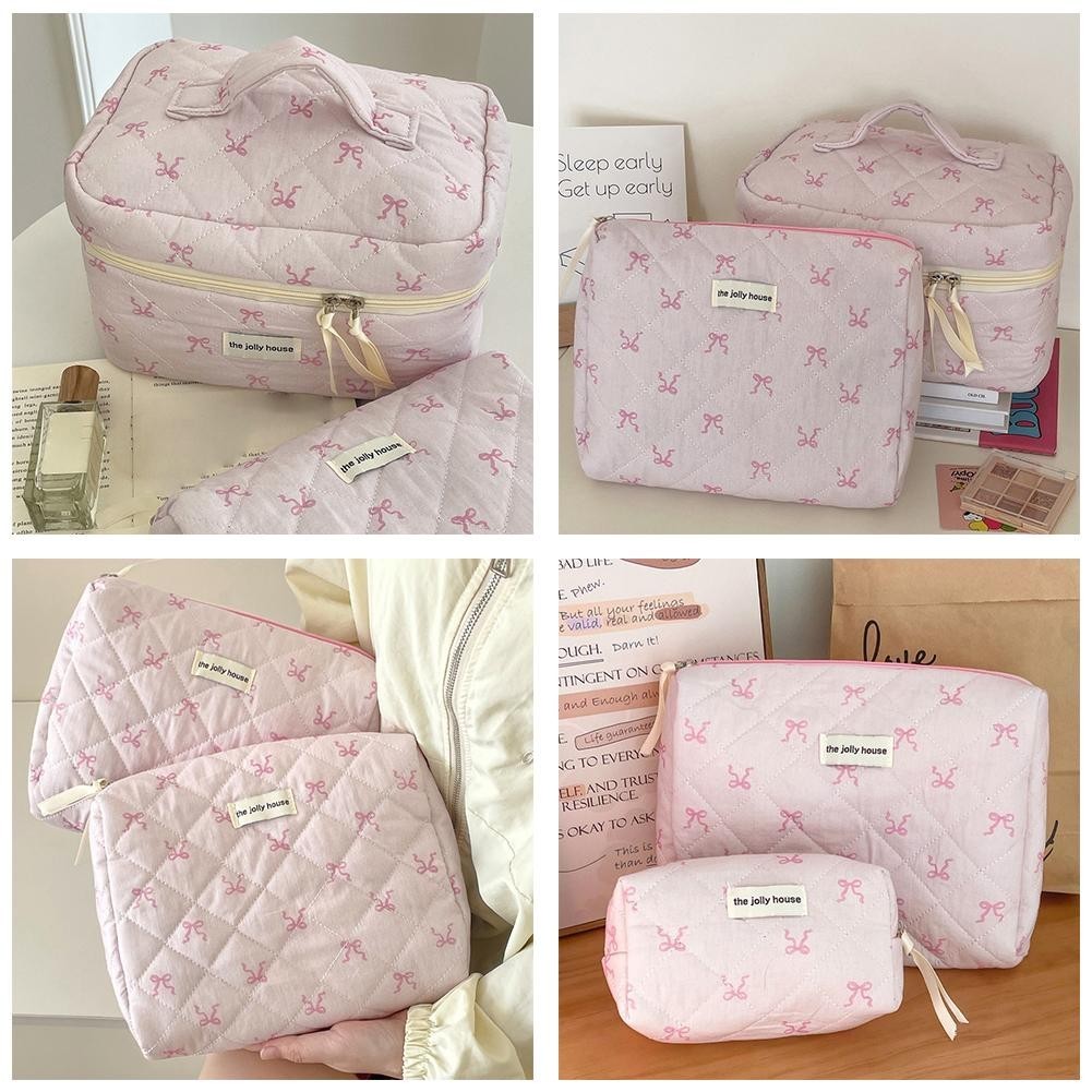 ขายร้อนcute Bow Travel Makeup Bag Stylish Large Capacity Organizer Portable Skincare Y6l8