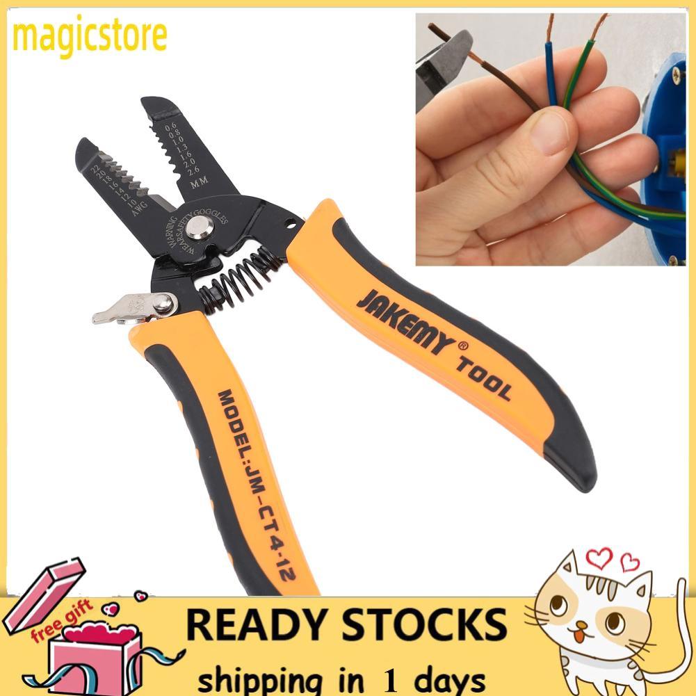 Macospice Macospice เครื่องปอกสายไฟเหล็กคาร์บอน PVC Handle ปรับเครื่องตัดสายไฟและ Crimper สำหรับ 10 