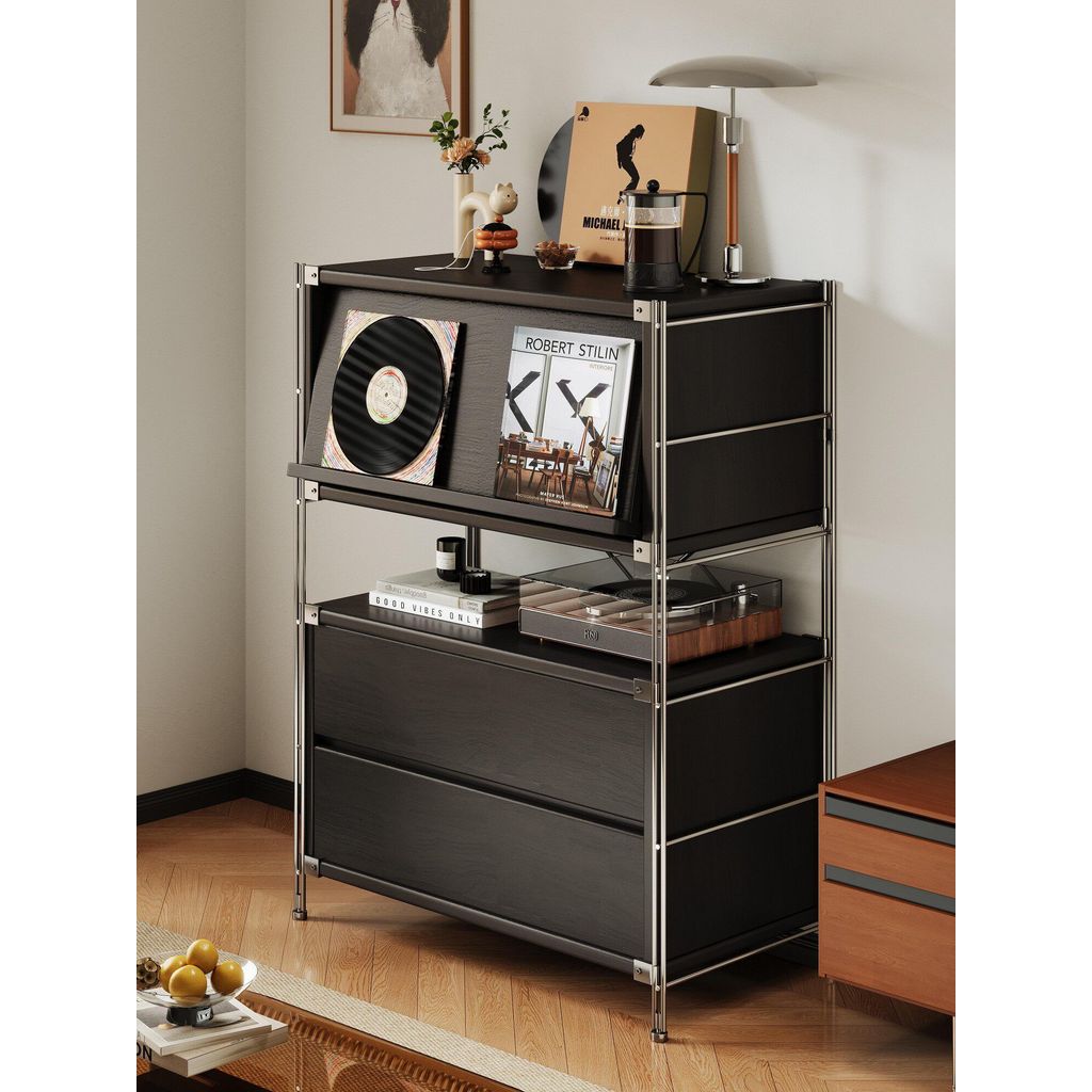 Baohaus Flip Door Cabinet Rack Landing Guest ร้านอาหารโซฟาด้านข้างนิตยสารจอแสดงผลตู้บันทึกมุมกาแฟ