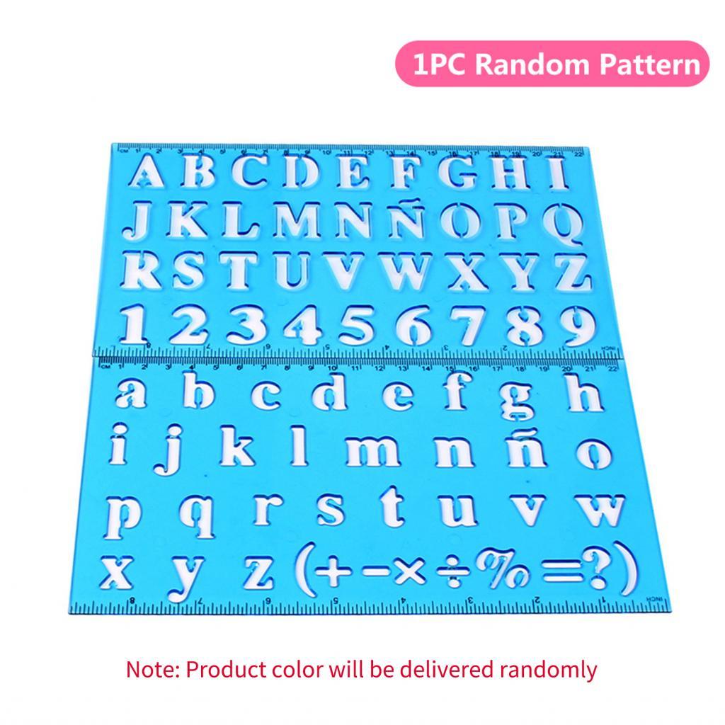 Carstory-PH Aibesy ไม้บรรทัดวาดพลาสติกตัวอักษรและหมายเลข Hollow Template Stencil เครื่องมือการเรียนร