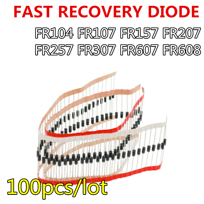 100 ชิ้น/ล็อตใหม่ FR104 FR107 FR157 FR207 FR257 FR307 FR607 FR608 DO-41 Fast recovery ไดโอด