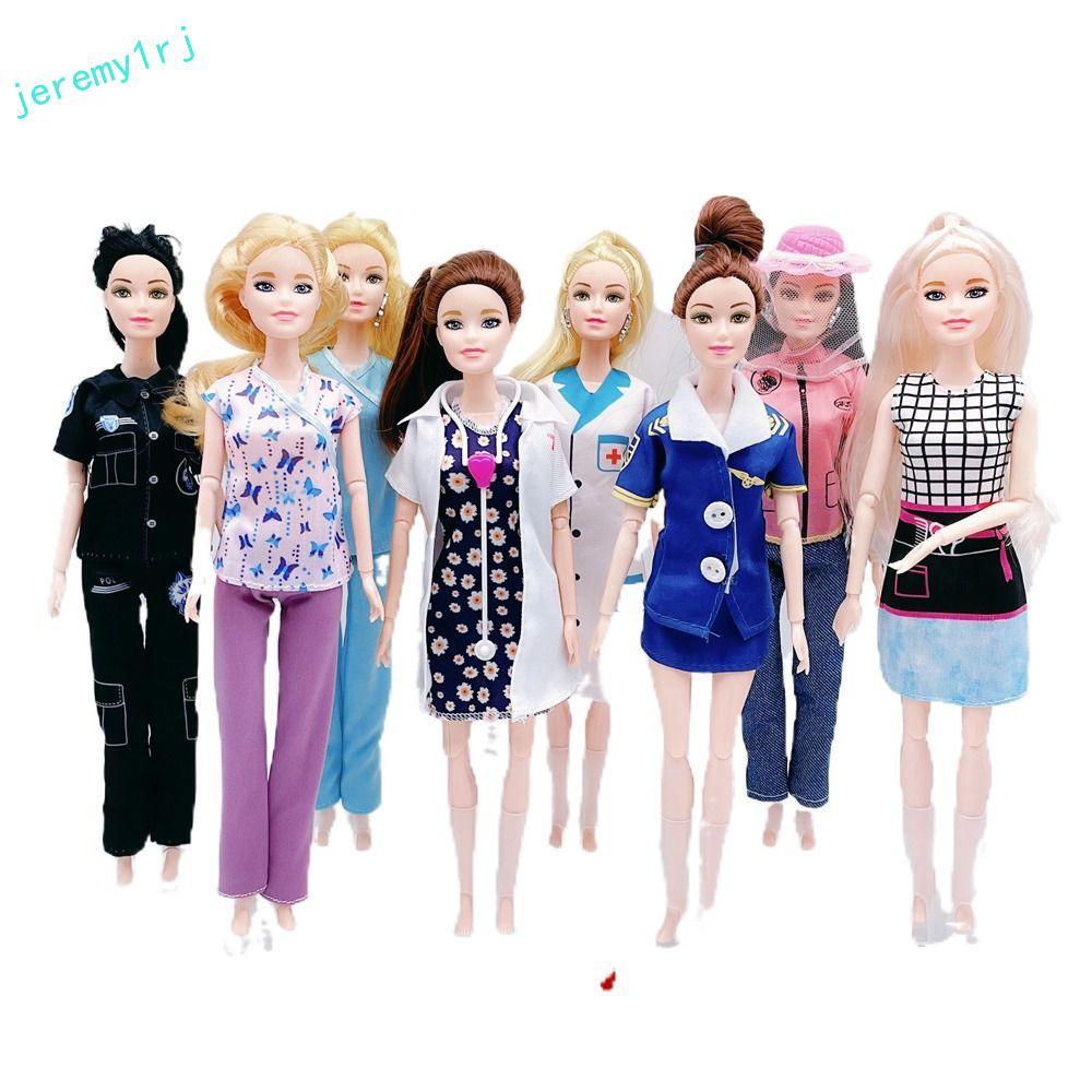 JEREMY1RJ เสื้อผ้าตุ๊กตา 1 ชุด, คอสเพลย์แอร์โฮสเตสตุ๊กตาชุด, ตุ๊กตา 11 นิ้วที่สวยงามตัดผมเครื่องแต่ง