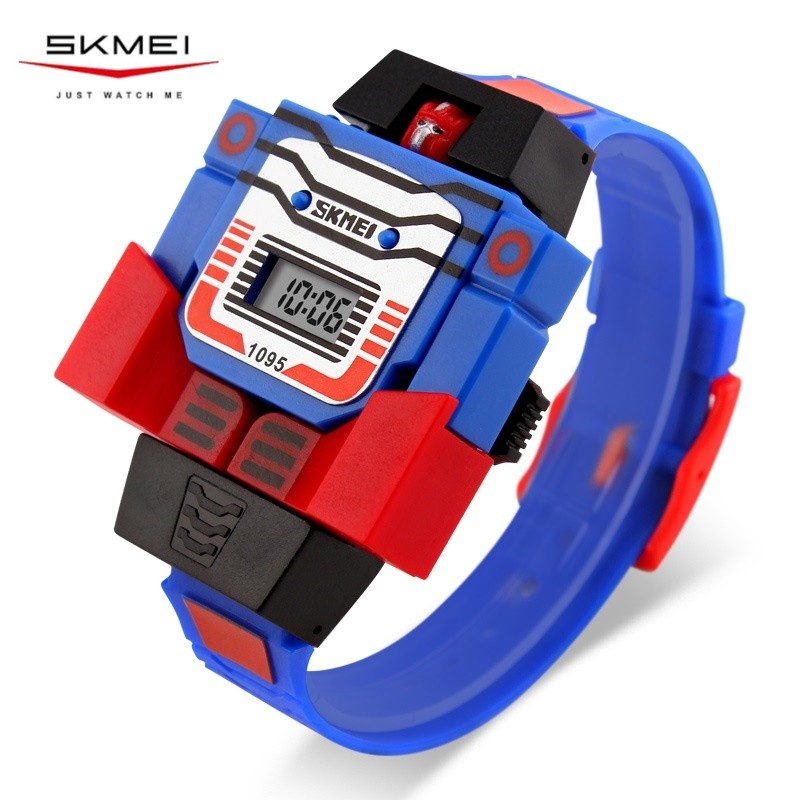 SKMEI 1095 ต้นฉบับ เปลี่ยนรูปได้ นาฬิกาดิจิตอลสร้างสรรค์สำหรับเด็ก พร้อมคู่มือการใช้งาน เป็นของขวัญที่เหมาะเจาะ