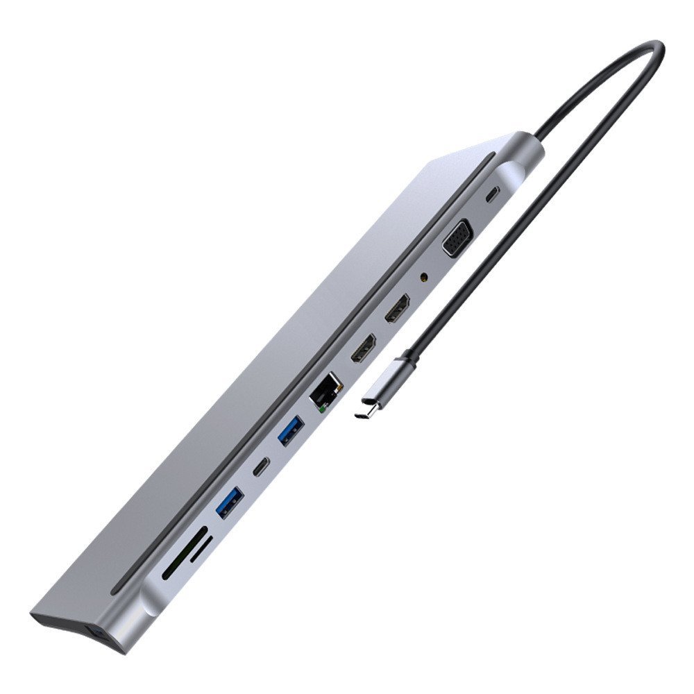 MST Docking Station 12-in-1 แล็ปท็อป type-c ถึง Dual HDMI Network Port Docking Station USB Hub