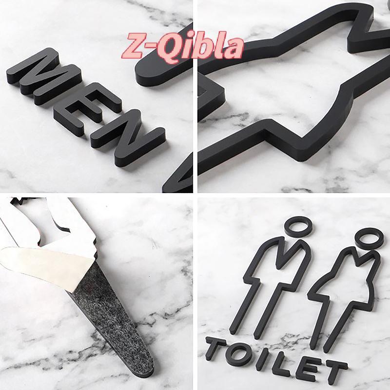 [Z-Qibla-t] แผ่นป้ายห้องน้ําอะคริลิคที่กําหนดเอง WC ประตูป้ายผนัง Stier Simple ห้องน้ําป้ายสําหรับผู้ชายและผู้หญิงห้องน้ําตัวบ่งชี้
