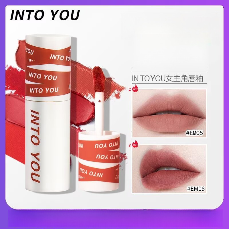 INTO YOU Lip Glaze Enhance Complexion ทนทานและไม่ซีดจาง Non Stick Cup ง่ายต่อการสี Lip Glaze