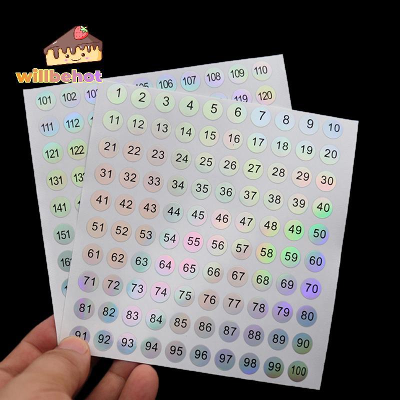 [Willbehot-t] 1 แผ่นกันน้ํา 1-1000 เลเซอร์จํานวนป้าย Stiers สําหรับ DIY Craft Self กาวยาทาเล็บ Lipsti สีจํานวนแท็ก Stier [ใหม่]