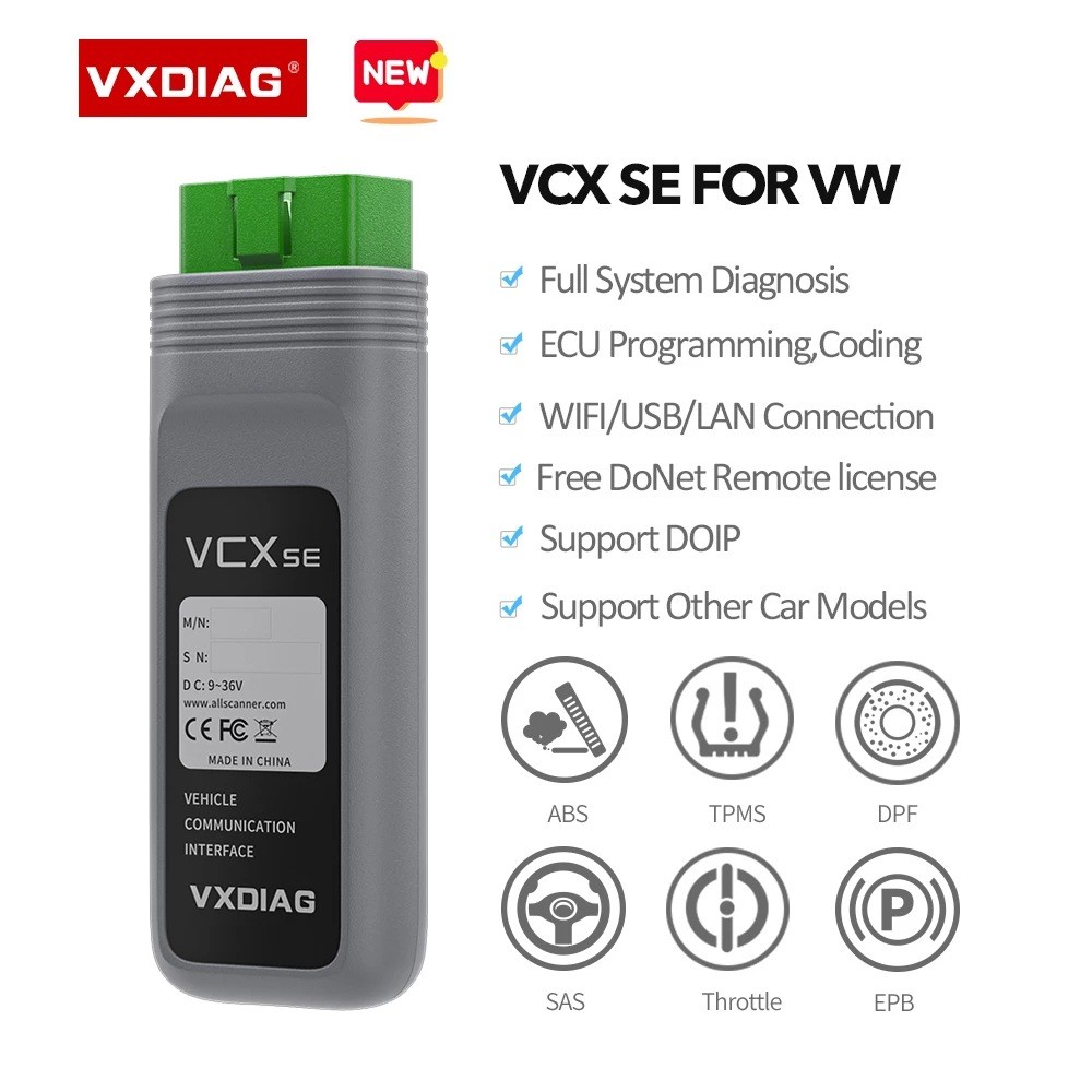 VXDIAG VCX SE VW 6154 DoIP ODIS Scanner J2534 ECU การเขียนโปรแกรมการเข้ารหัส USB WiFi