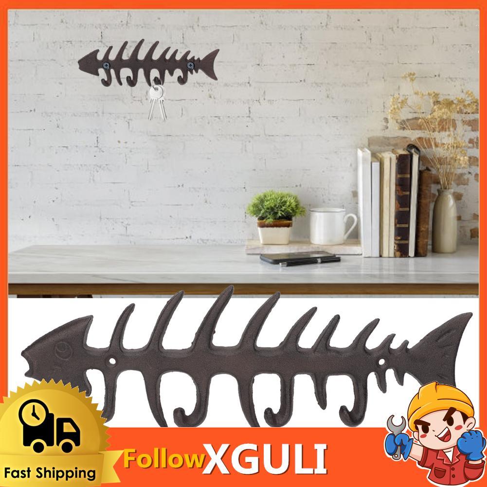 Xguli Xguli ผ้าเช็ดตัวผู้ถือกระดูกปลา Rack Strong โลหะติดผนัง 4 ตะขอสำหรับ Home (7701O-1901)