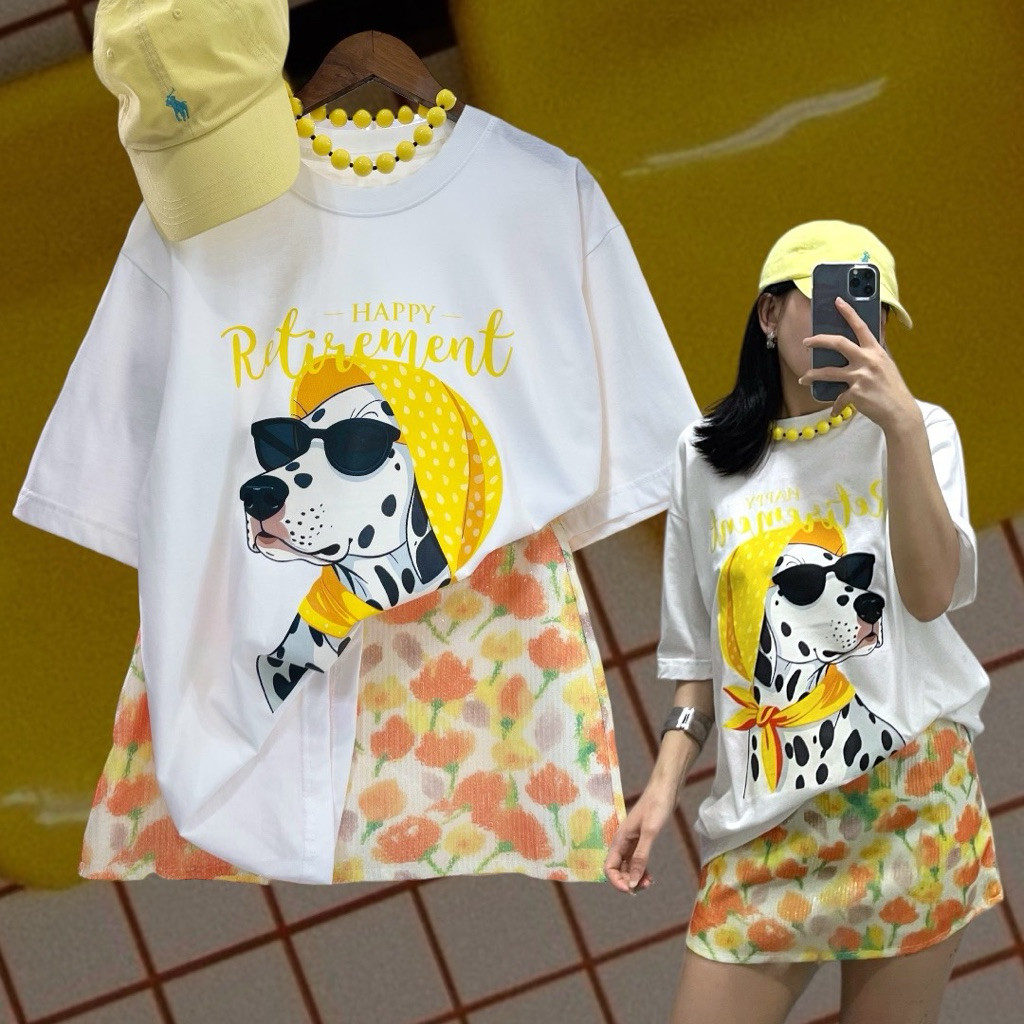 COD✅ (จัดส่งในกรุงเทพฯ) MAO Shop ❗️เสื้อยืดคอกลม แขนสั้น เนื้อผ้าใส่สบาย ทรง  เล็กน้อย ปริ้นลายน้องหมาแบบวาด น่ารักมาก