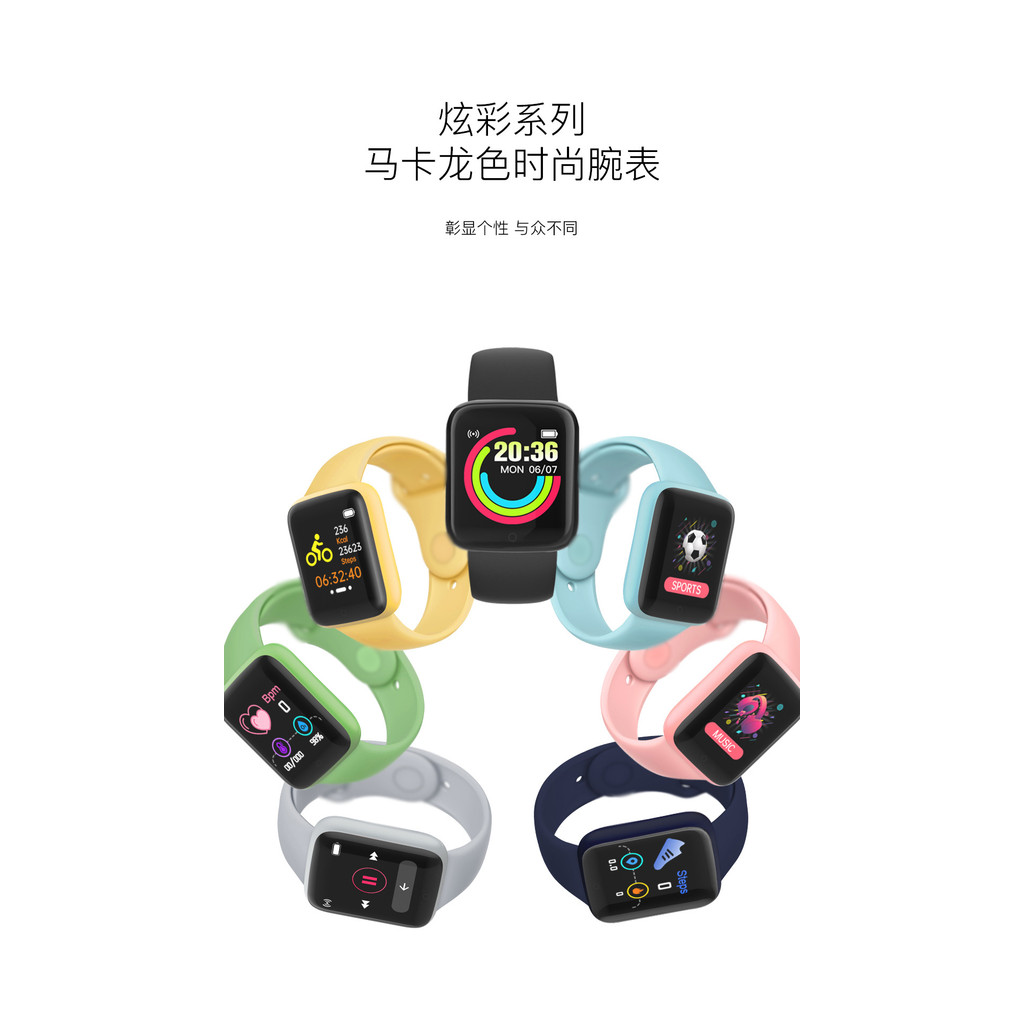 Y68 สมาร์ทวอทช์ Heart Rate ความดันโลหิต การตรวจสอบออกซิเจนในเลือด กีฬา Bluetoo